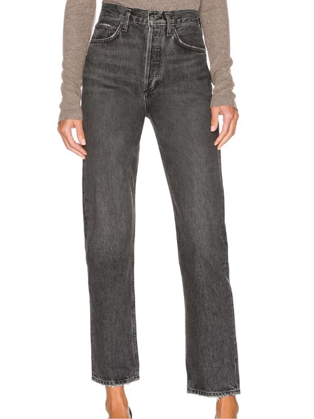 AGOLDE 90s Pinch Waist Charcoal Black High Rise Straight Leg Jeans 27